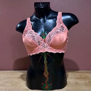 Coral Lace Trim Bra [underwire]